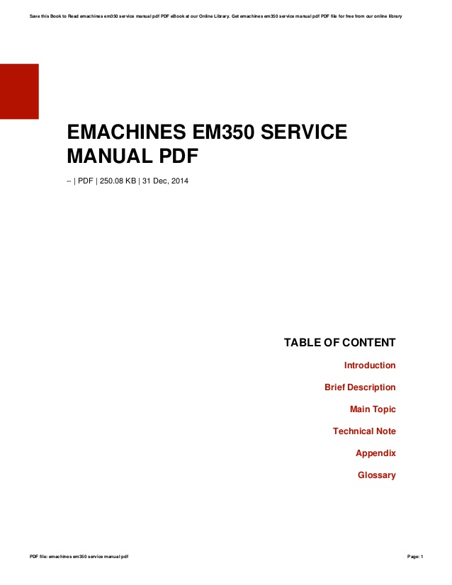Emachines Repair Manual